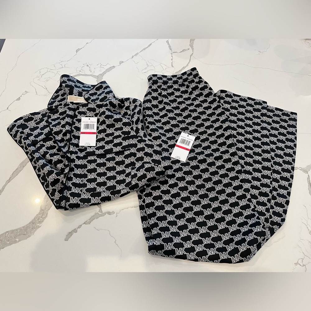 Michael Kors Black and White Logo Skirt Set